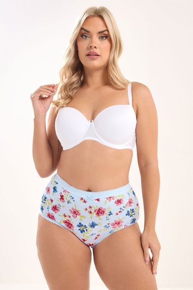 Yours 5 Pack Curve Blue & Pink Floral Full Briefs