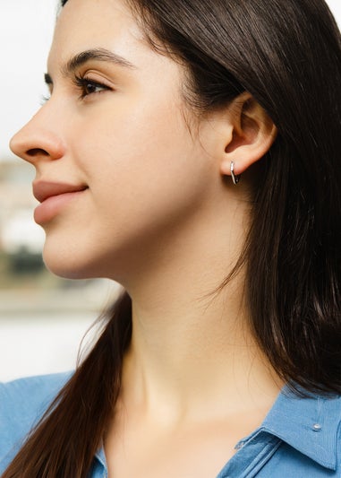 Golden Moments Sterling Silver Rhodium Plated Organic Creole Earrings