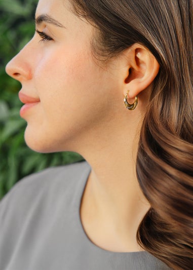 Golden Moments Sterling Silver 9ct Gold Bonded 2 Colour Twisted Creole Earring