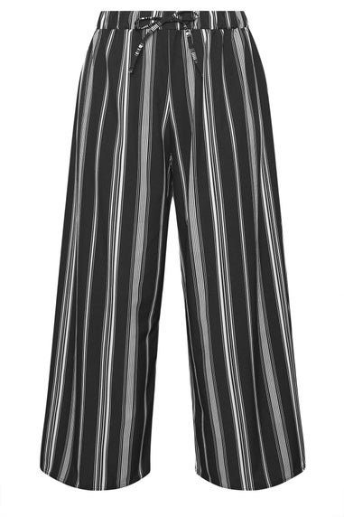 Yours Curve Black & White Stripe Wide Leg Trousers