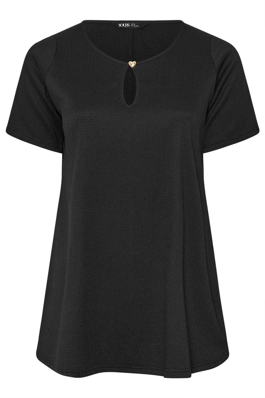 Yours Curve Black Textured Keyhole Detail Top
