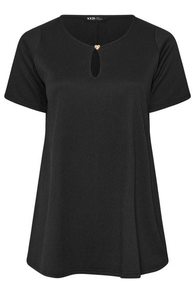 Yours Curve Black Textured Keyhole Detail Top