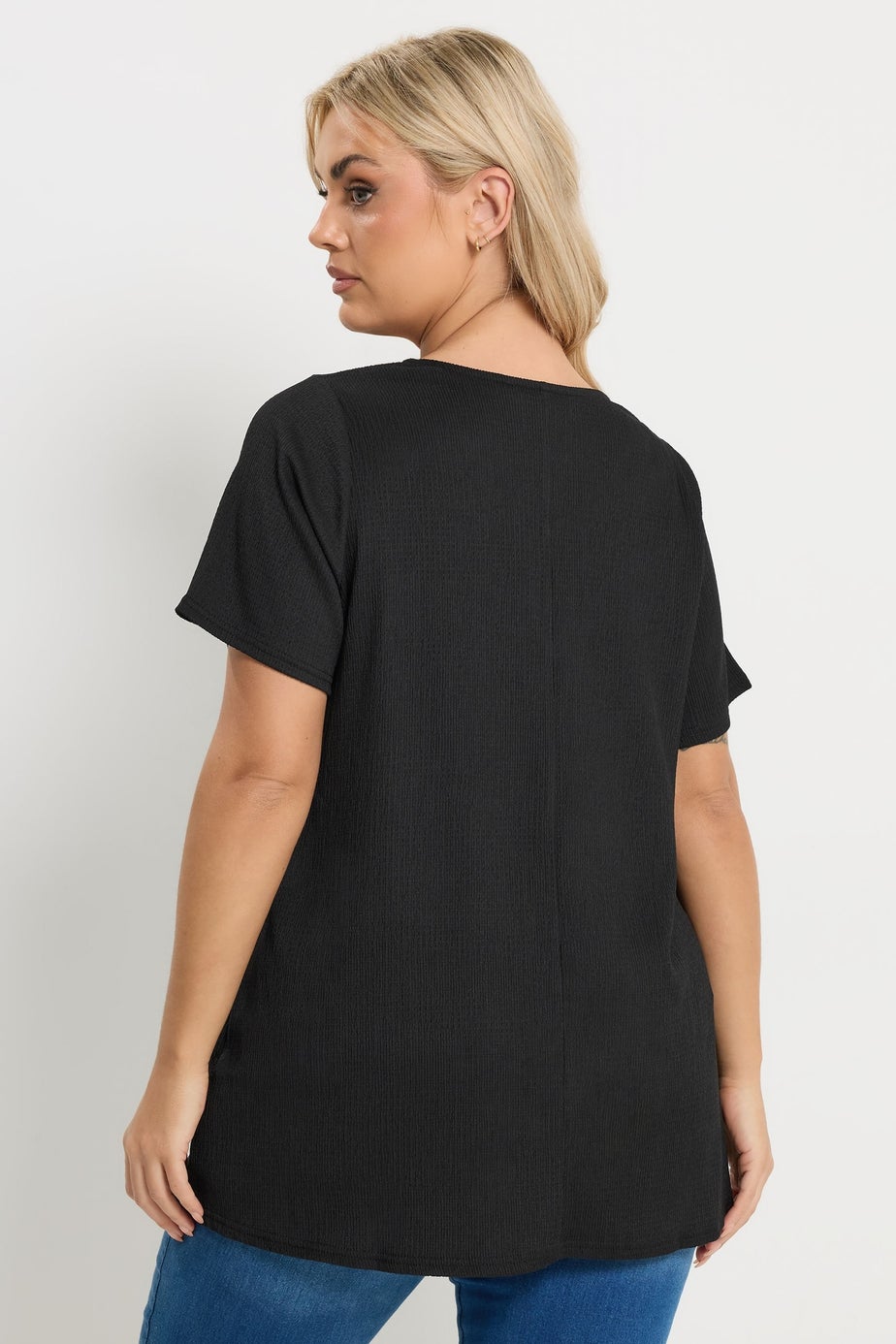 Yours Curve Black Textured Keyhole Detail Top