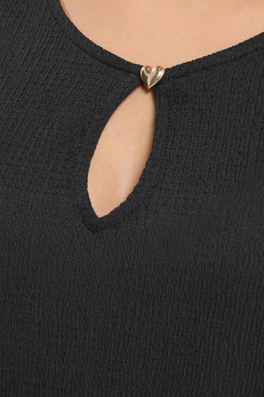Yours Curve Black Textured Keyhole Detail Top