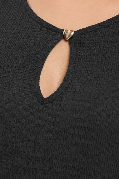 Yours Curve Black Textured Keyhole Detail Top