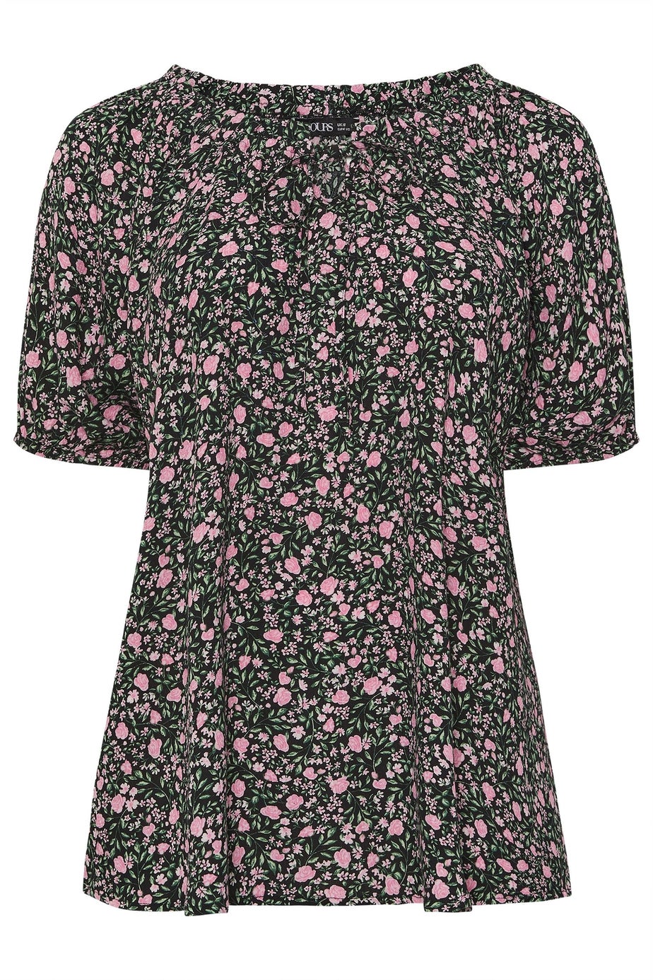 Yours Curve Pink Textured Ditsy Floral Print Top