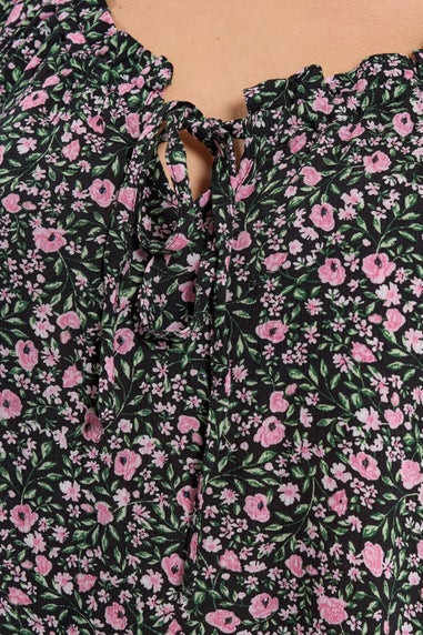 Yours Curve Pink Textured Ditsy Floral Print Top