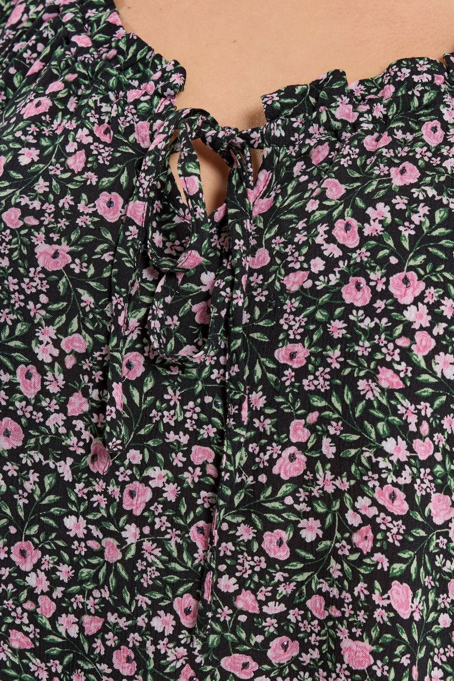 Yours Curve Pink Textured Ditsy Floral Print Top