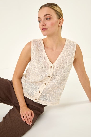 Dusk Ivory Sequin Detail Waistcoat