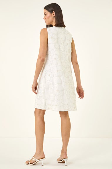 Roman Ivory Premium Sequin Shift Dress