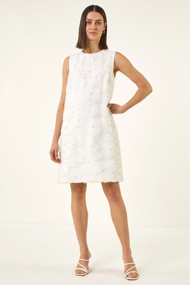 Roman Ivory Premium Sequin Shift Dress