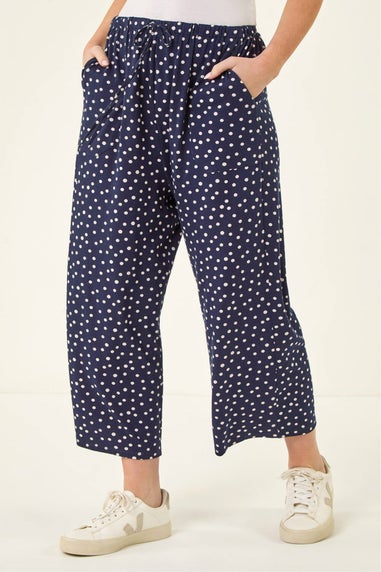 Roman Navy Petite Spot Cropped Trouser