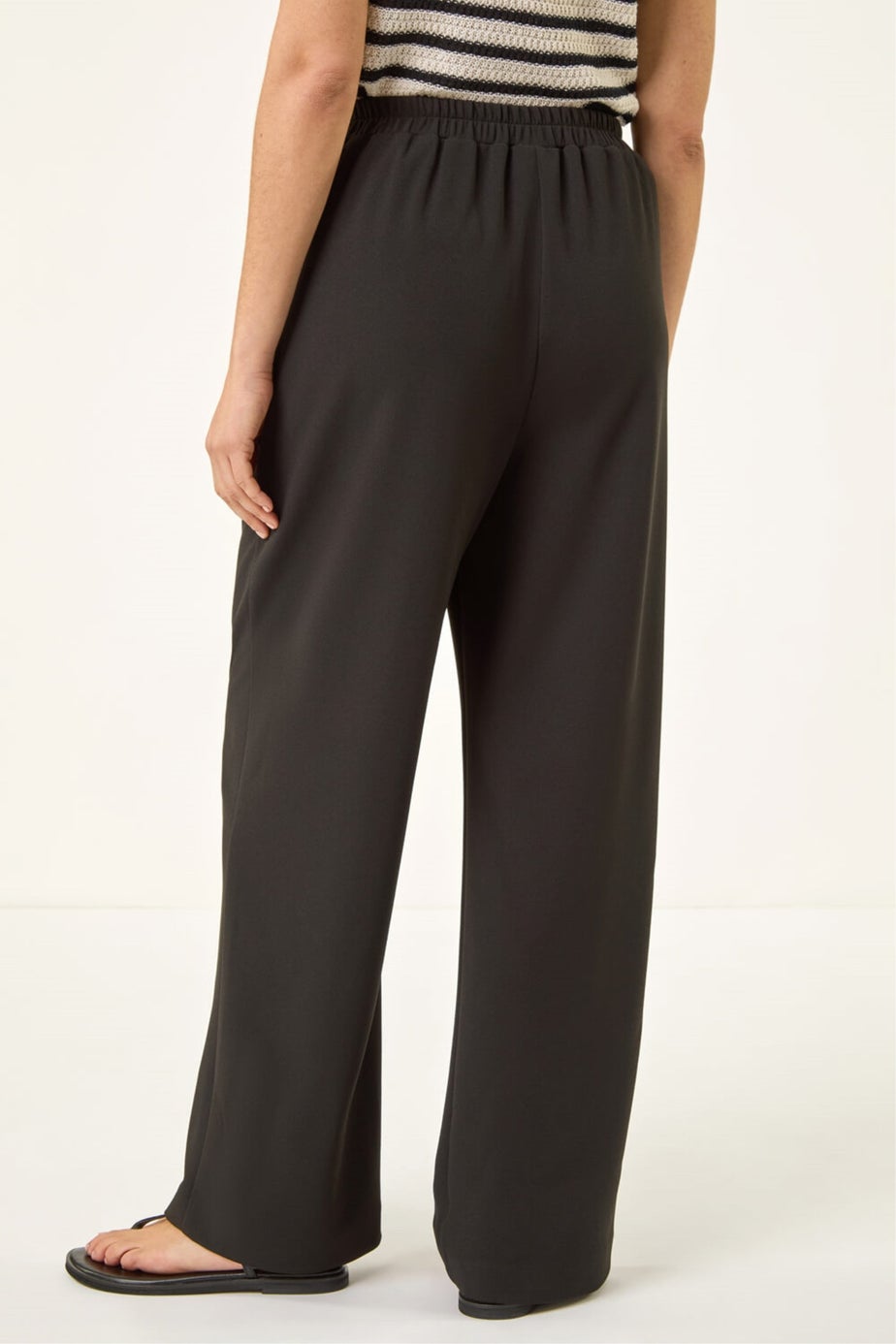 Roman Black Pleated Wide Leg Buttoned Trouser