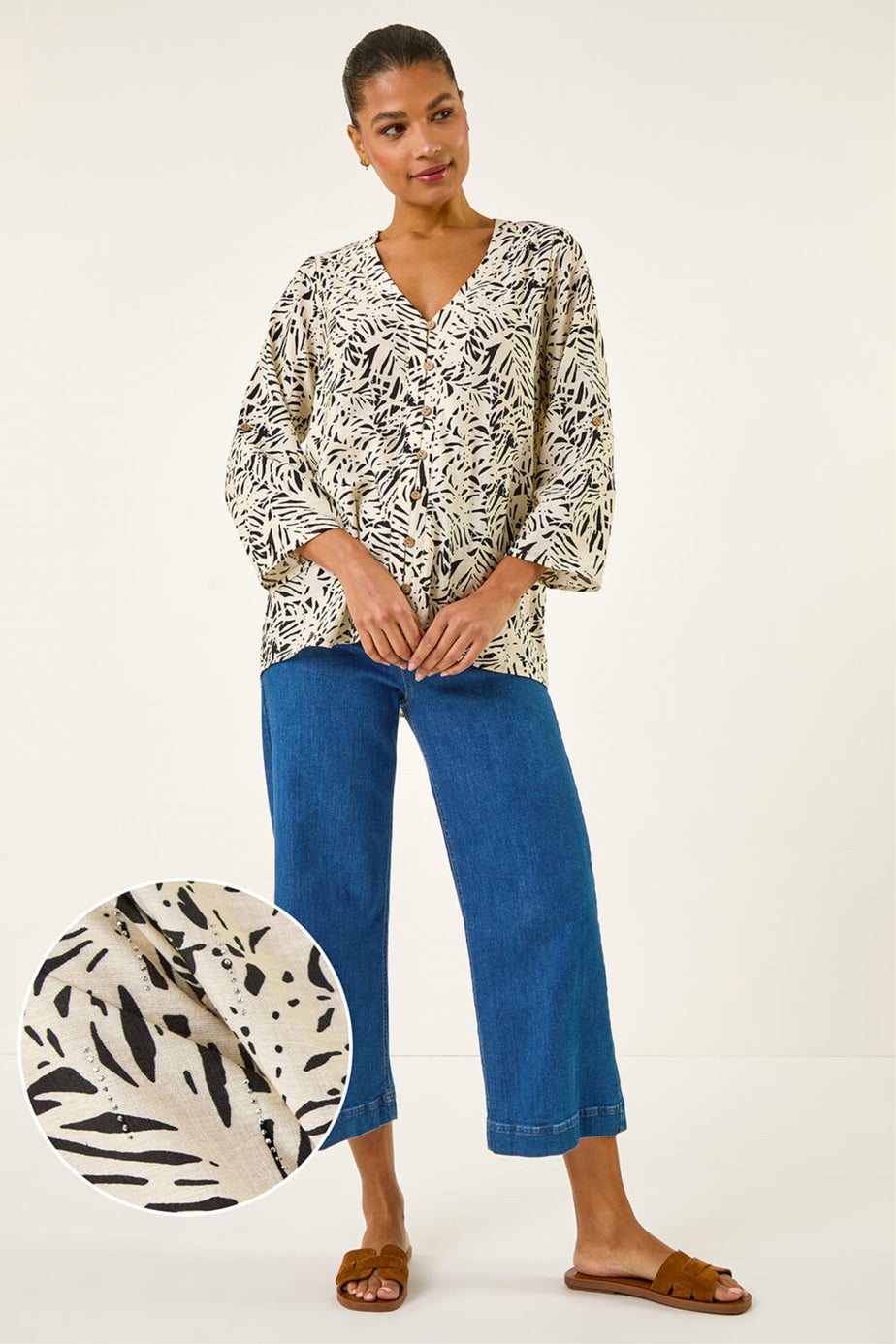 Roman Ivory Abstract Hotfix Blouse