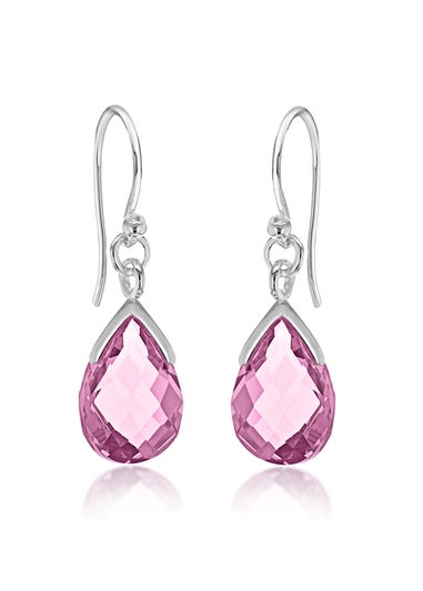 Golden Moments Sterling Silver Pink CZ Teardrop Earrings