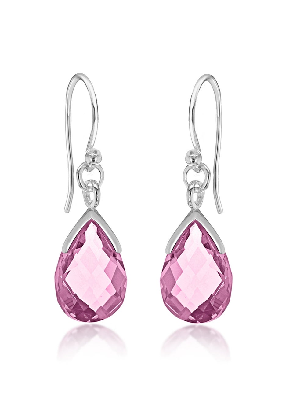 Golden Moments Sterling Silver Pink CZ Teardrop Earrings