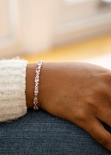 Golden Moments Sterling Silver Light Pink CZ Kiss Bracelet