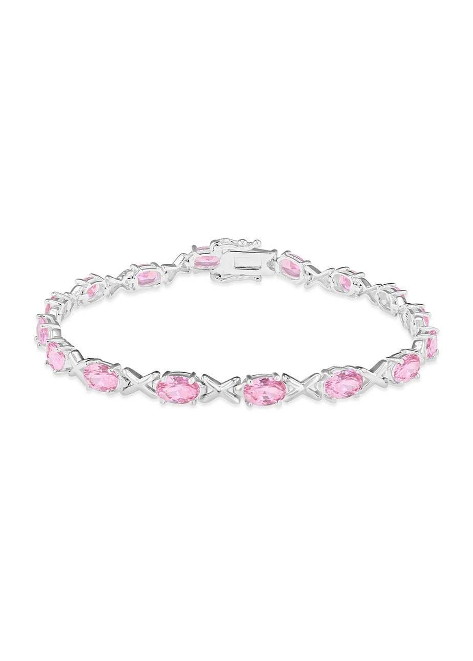 Golden Moments Sterling Silver Light Pink CZ Kiss Bracelet