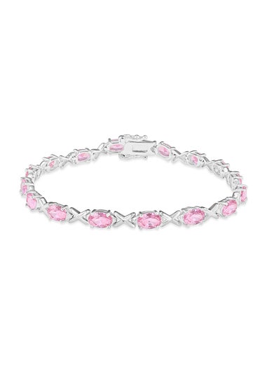 Golden Moments Sterling Silver Light Pink CZ Kiss Bracelet