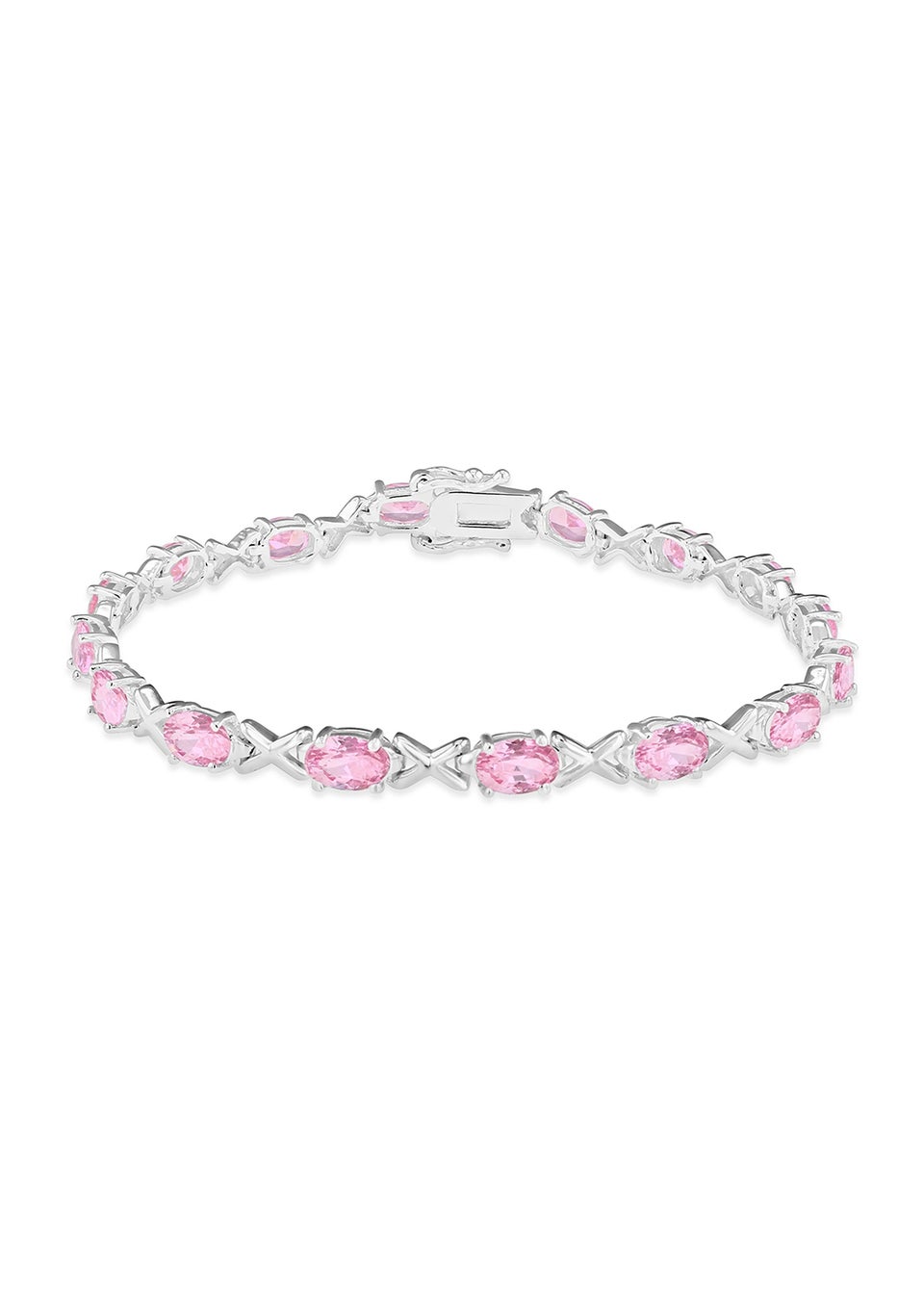 Golden Moments Sterling Silver Light Pink CZ Kiss Bracelet