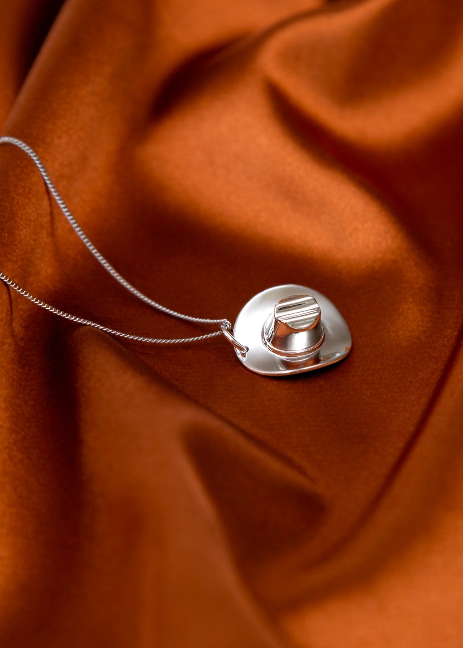 Golden Moments Sterling Silver Rhodium Plated Cowboy Hat Pendant on Chain
