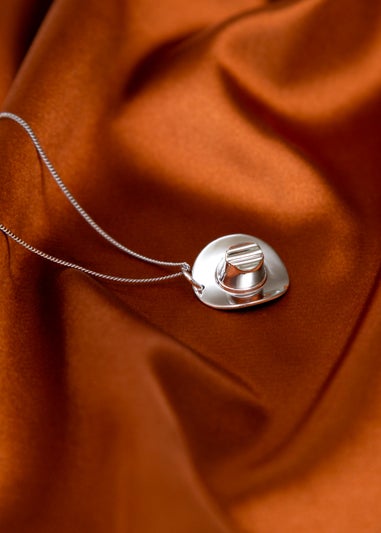 Golden Moments Sterling Silver Rhodium Plated Cowboy Hat Pendant on Chain