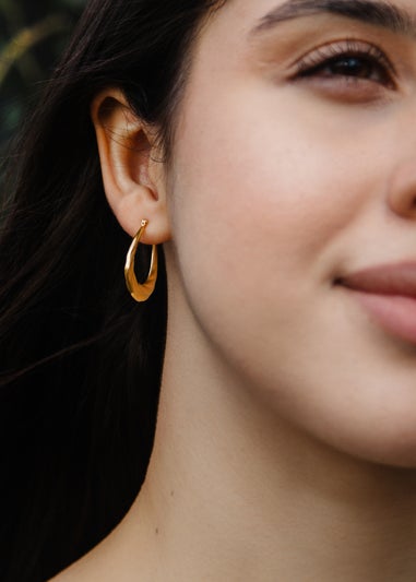 Golden Moments Sterling Silver 9ct Bonded Twisted Creole Earring