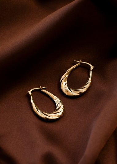 Golden Moments Sterling Silver 9ct Bonded Twisted Creole Earring