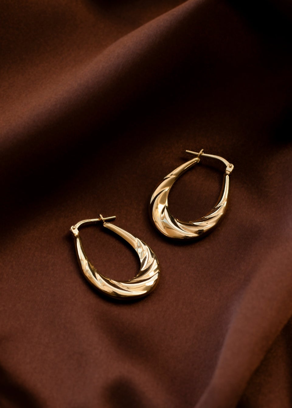 Golden Moments Sterling Silver 9ct Bonded Twisted Creole Earring