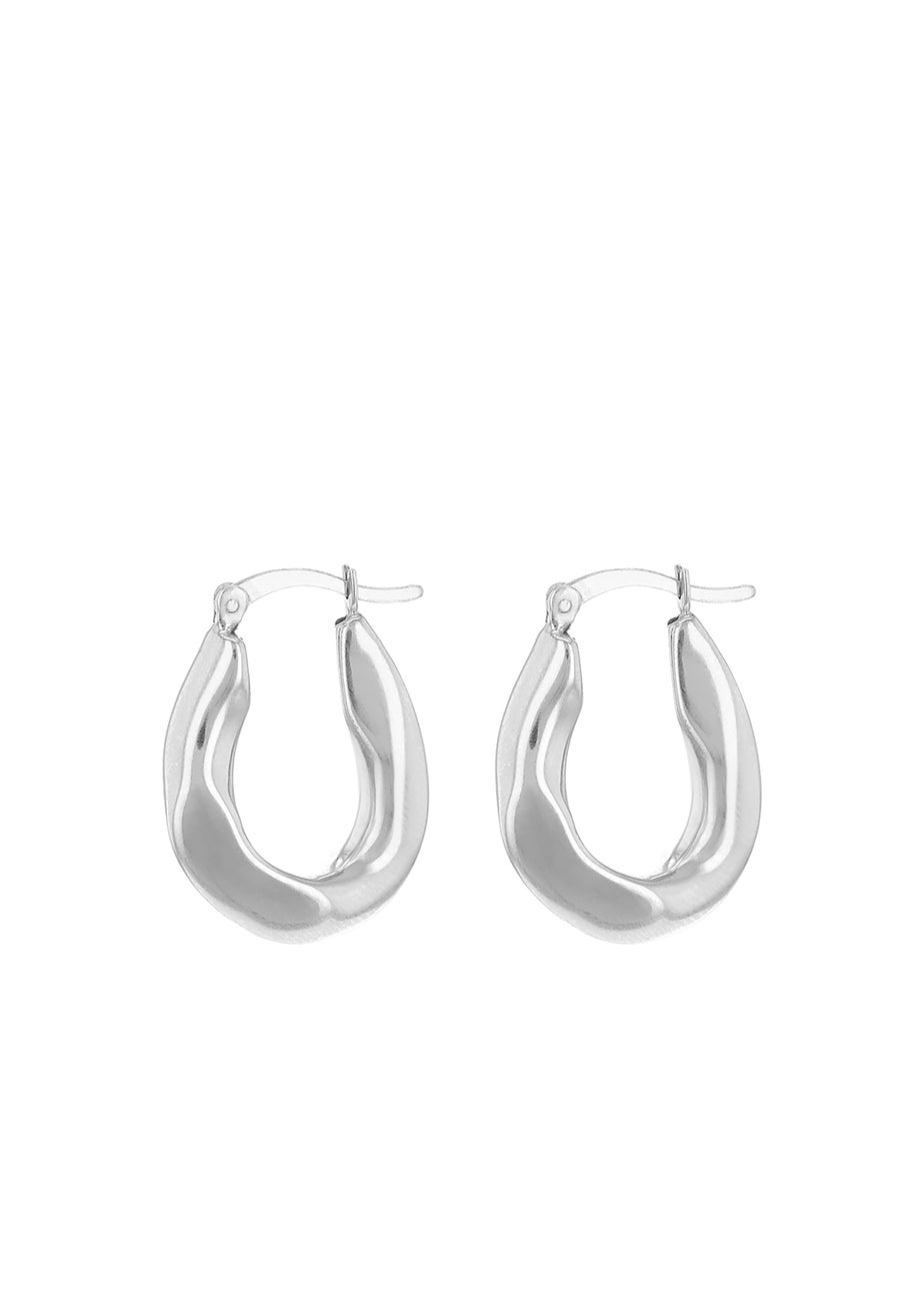 Golden Moments Stering Silver Creole Earring