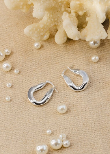 Golden Moments Stering Silver Creole Earring