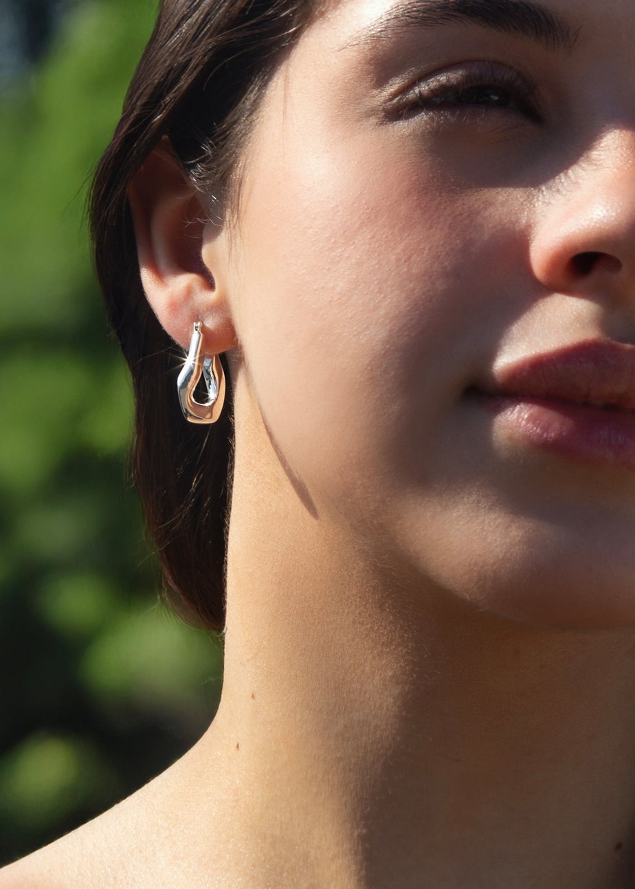 Golden Moments Stering Silver Creole Earring