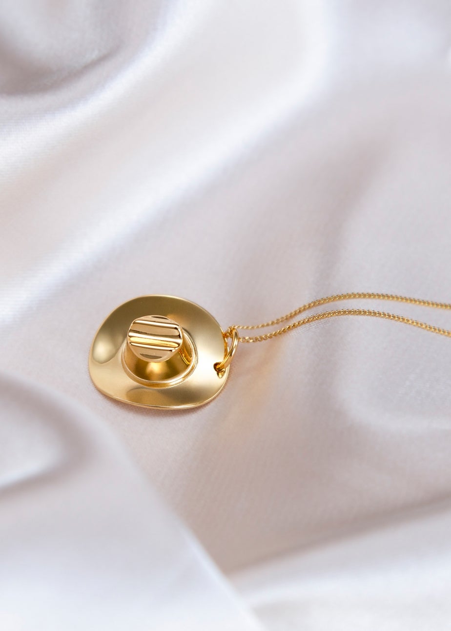 Golden Moments Sterling Silver Gold Plated Cowboy Hat Pendant on Chain