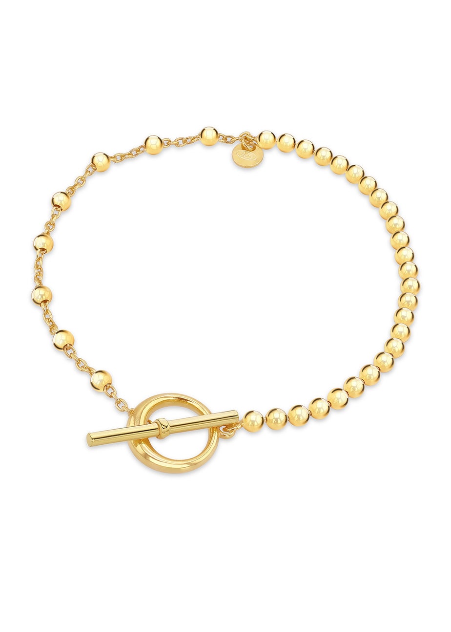 Golden Moments Sterling Silver Gold Plated Ball & Ball T-Bar Bracelet