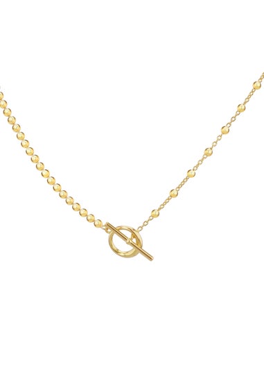 Golden Moments Sterling Silver Gold Plated Ball & Ball T-Bar Chain