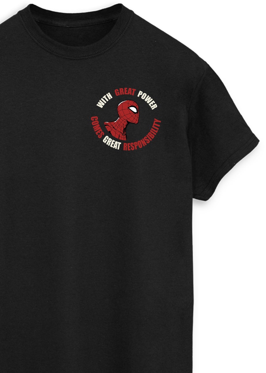 Spiral Galaxy Marvel Spider-Man Great Responsibility Black Graphic T-Shirt