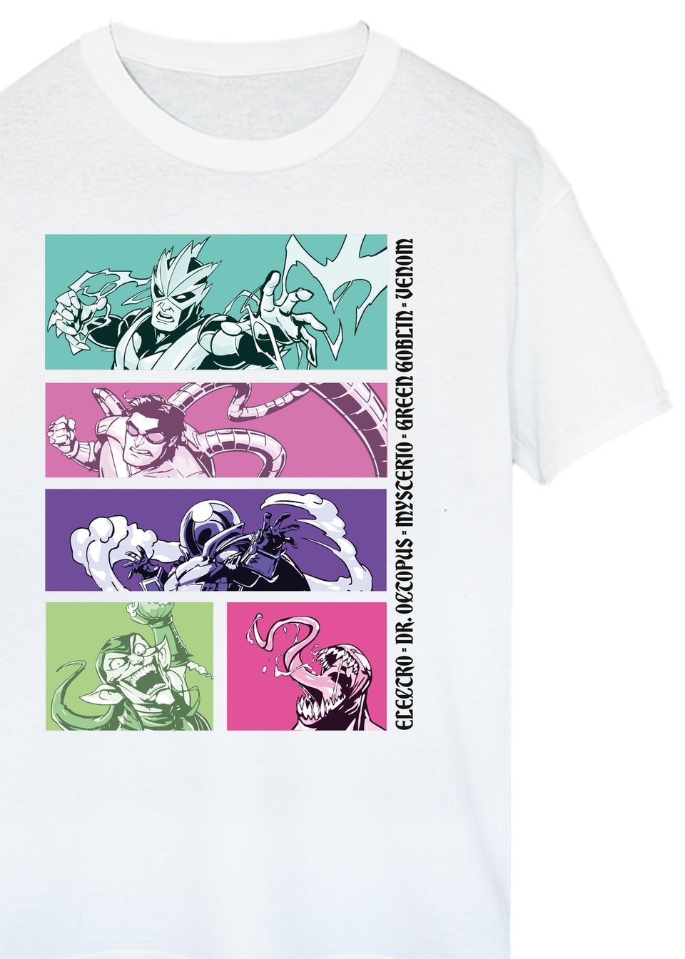 Spiral Galaxy Marvel Spider-Man Villains White Graphic T-Shirt