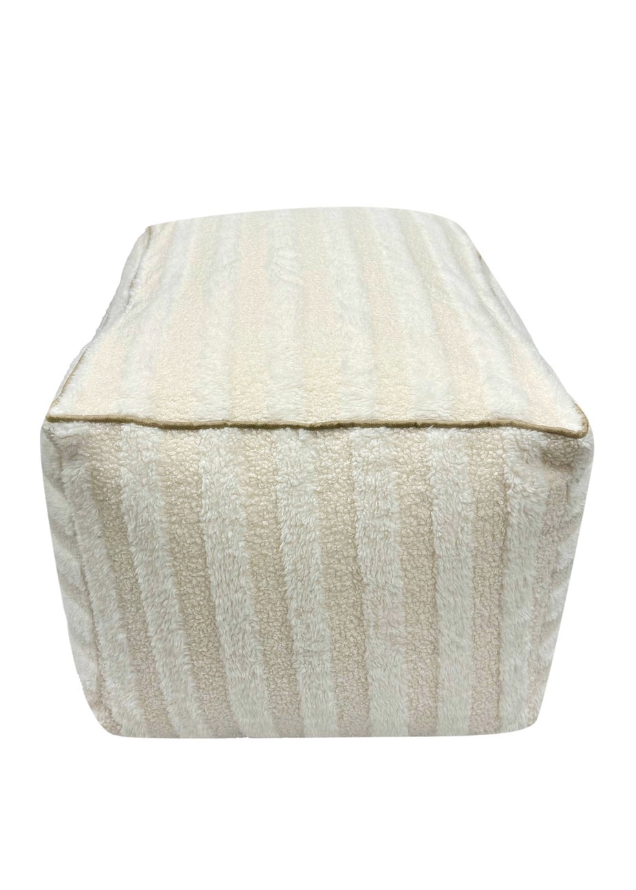 Kaikoo Cream Rectangle Pouffe in Textured Fabric