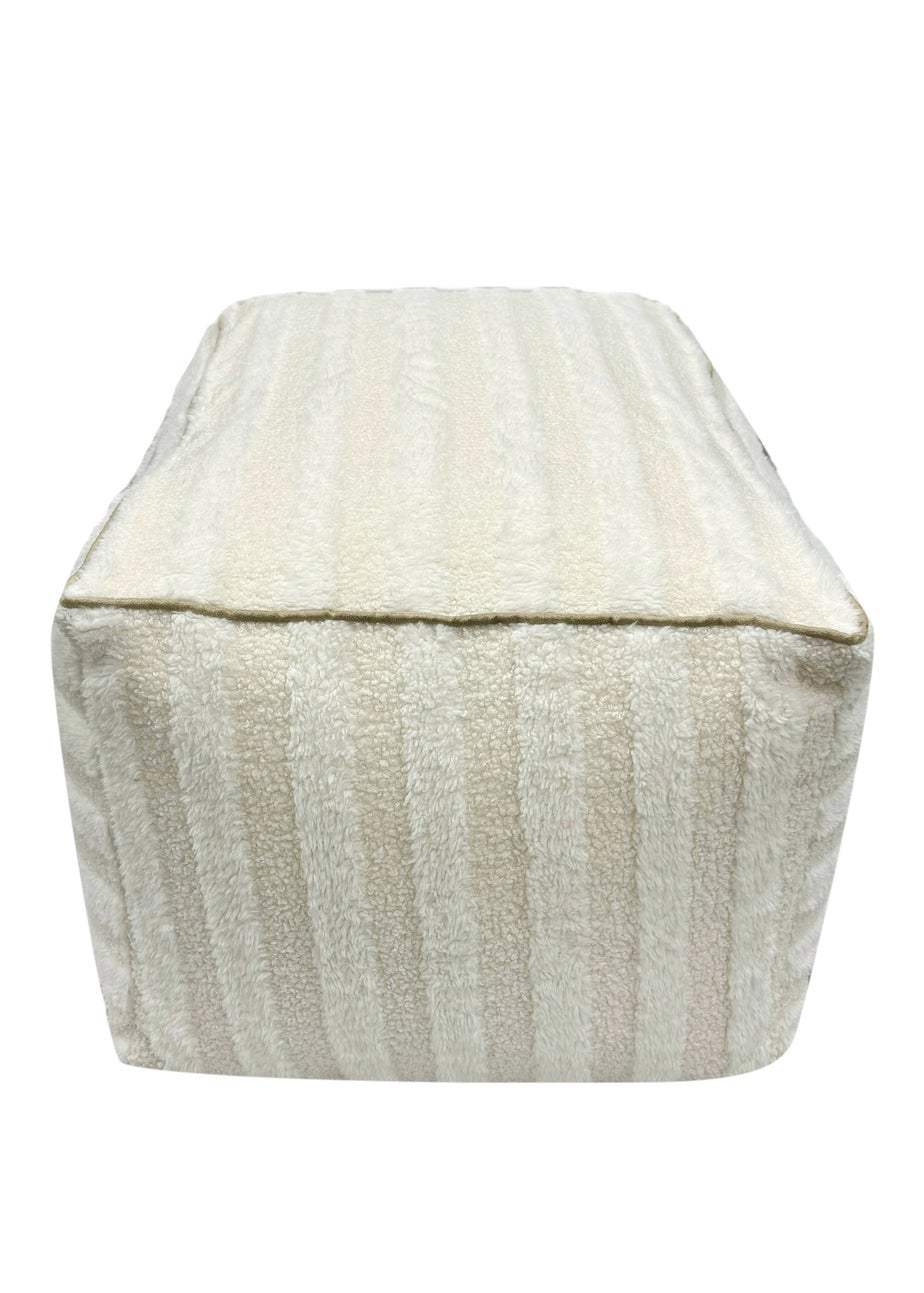 Kaikoo Cream Rectangle Pouffe in Textured Fabric