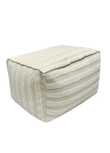 Kaikoo Cream Rectangle Pouffe in Textured Fabric