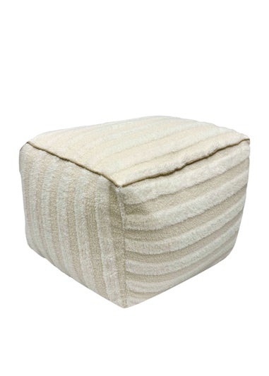 Kaikoo Cream Rectangle Pouffe in Textured Fabric