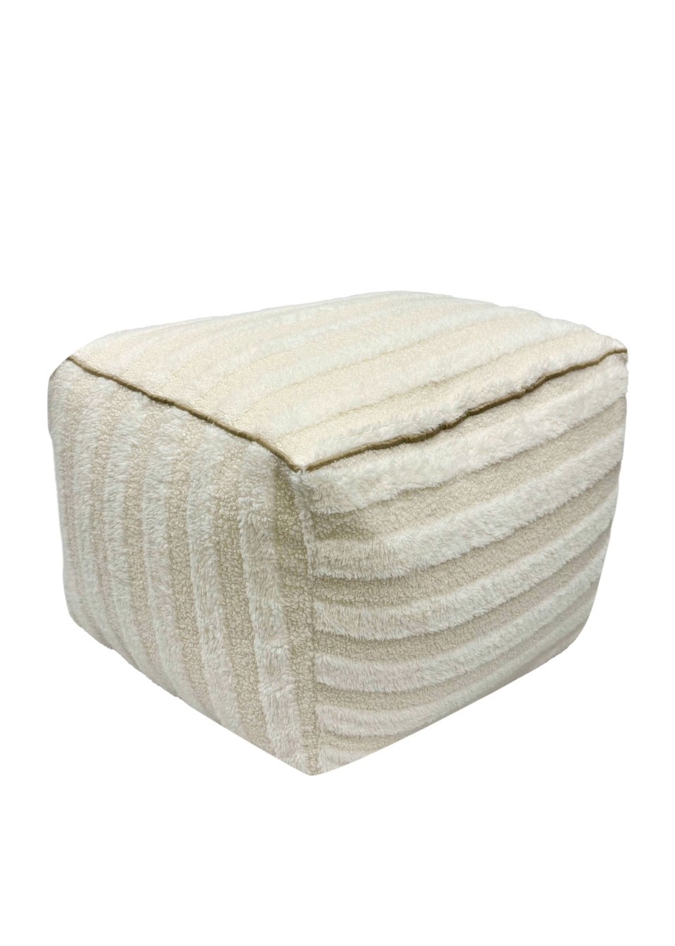Kaikoo Cream Rectangle Pouffe in Textured Fabric