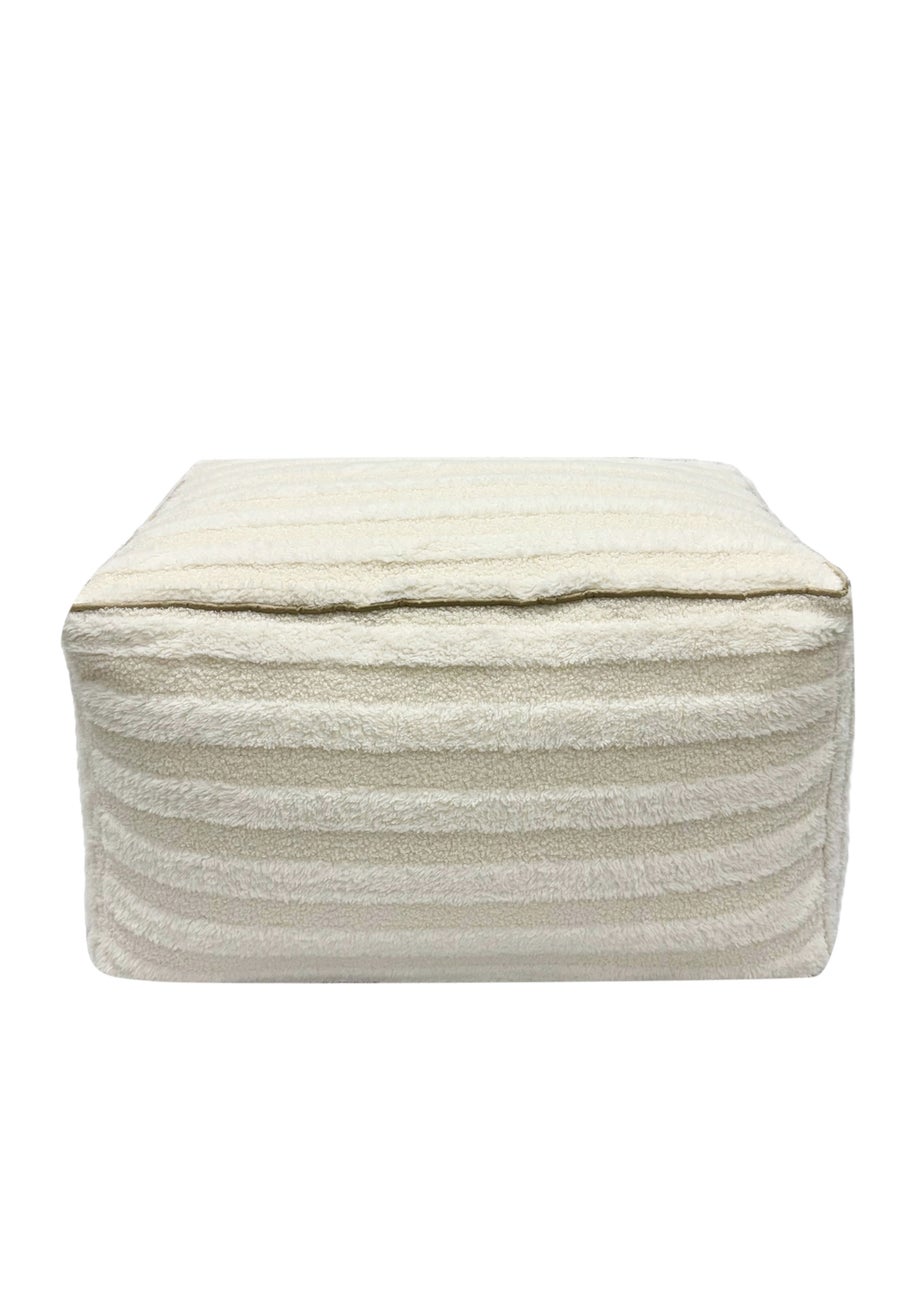Kaikoo Cream Rectangle Pouffe in Textured Fabric