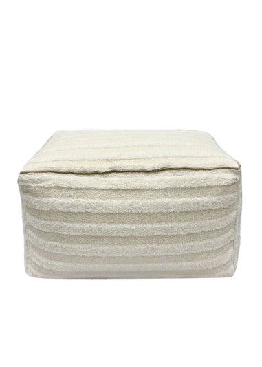 Kaikoo Cream Rectangle Pouffe in Textured Fabric