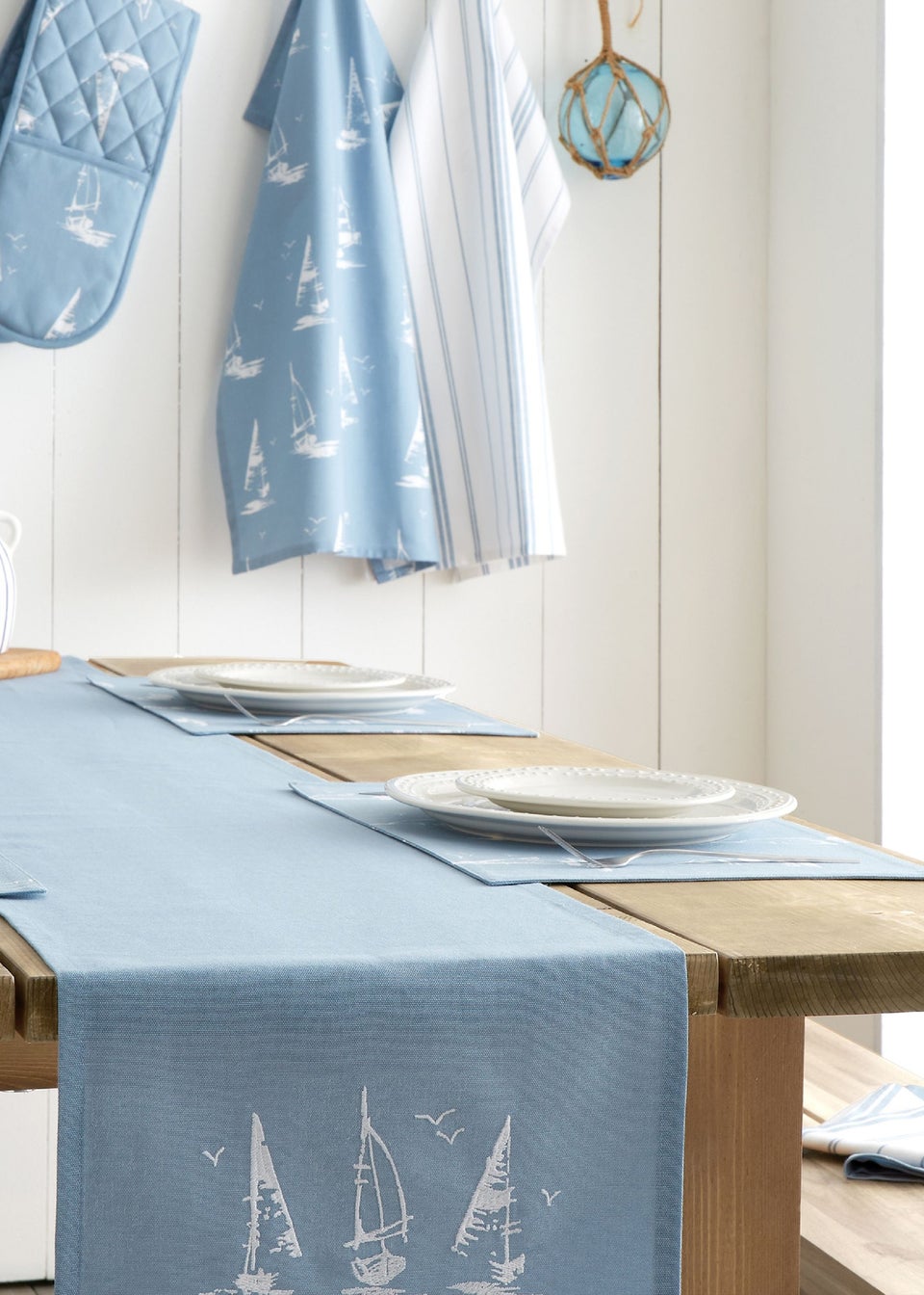 Catherine Lansfield Salcombe Boats Cotton Dining Placemat 4 Pack Blue