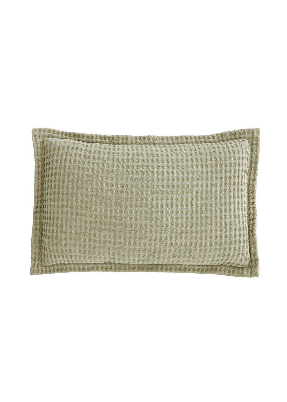 Pineapple Elephant Jaipur Chunky Waffle Cotton 30x50cm Cushion Sage Green