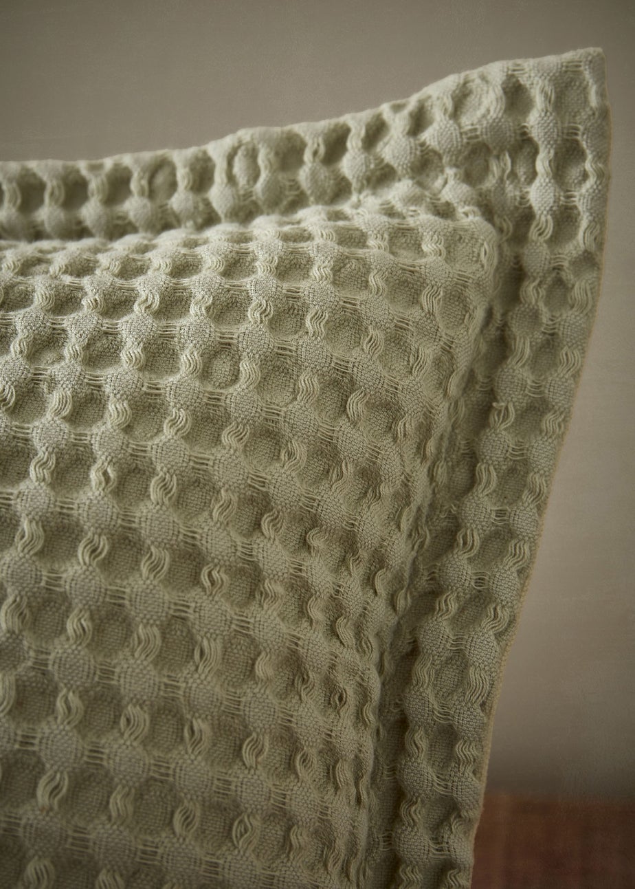 Pineapple Elephant Jaipur Chunky Waffle Cotton 30x50cm Cushion Sage Green