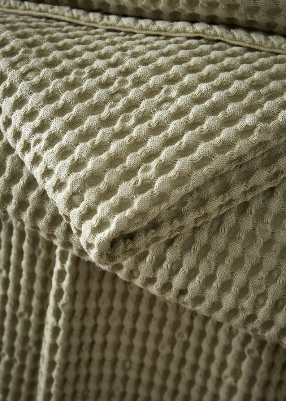 Pineapple Elephant Jaipur Chunky Waffle Cotton 150x200cm Blanket Throw Sage Green