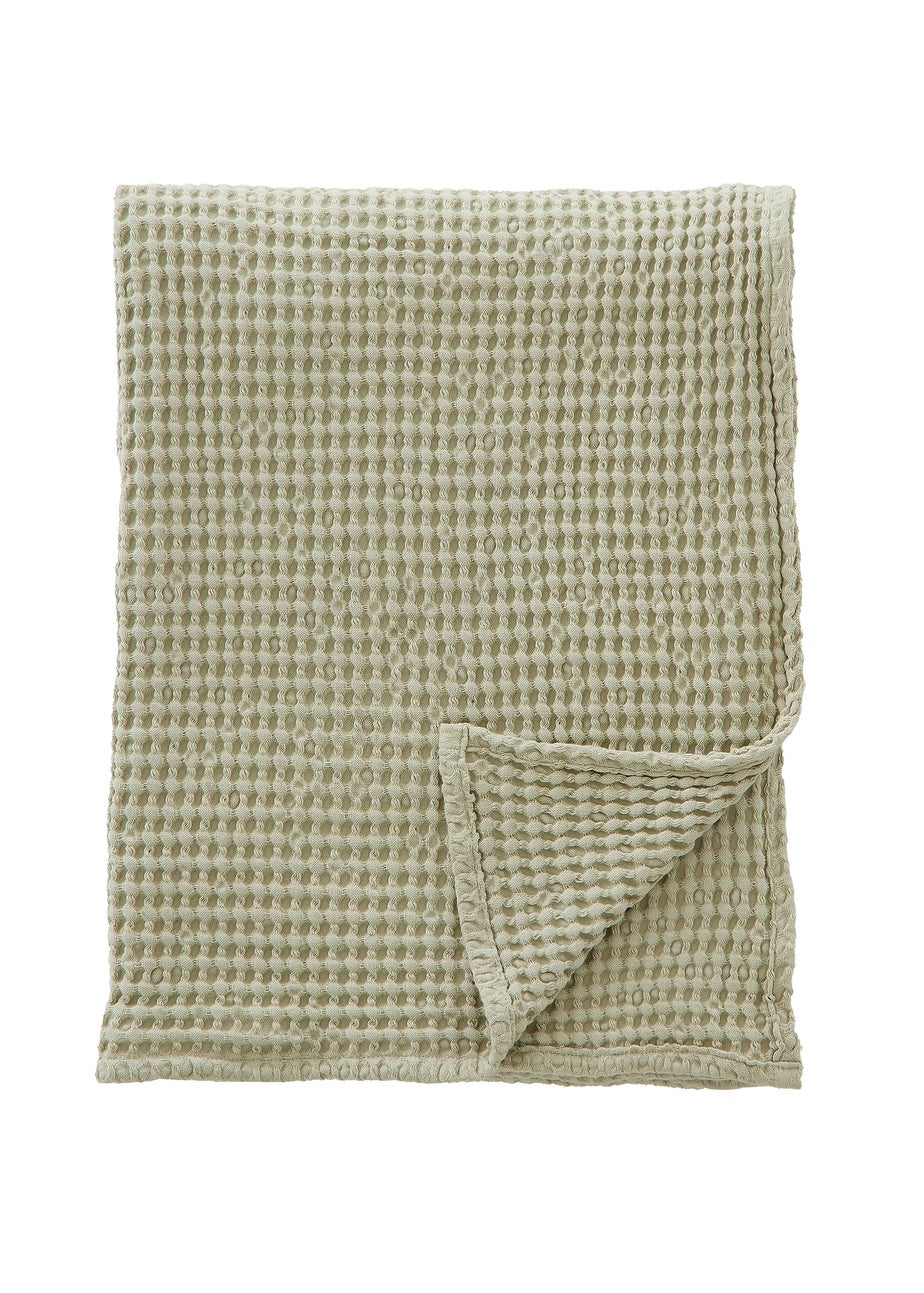 Pineapple Elephant Jaipur Chunky Waffle Cotton 150x200cm Blanket Throw Sage Green