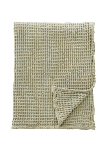 Pineapple Elephant Jaipur Chunky Waffle Cotton 150x200cm Blanket Throw Sage Green